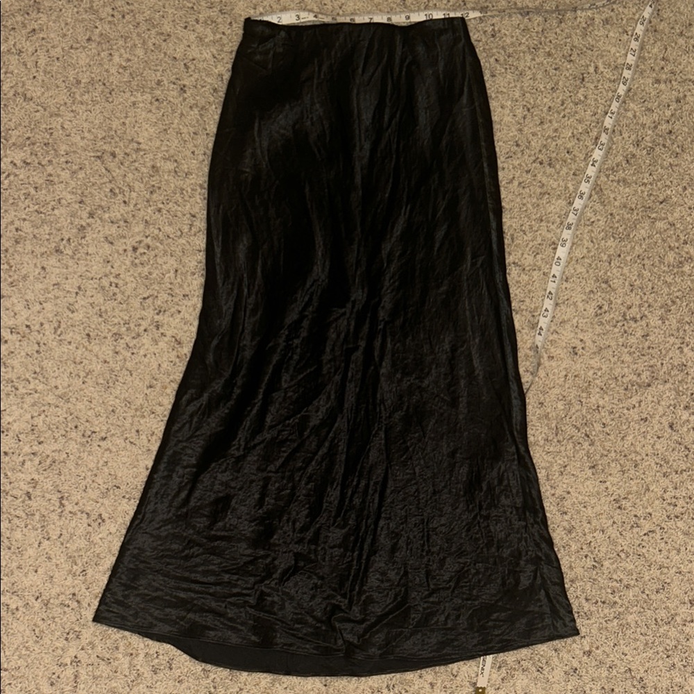 Babaton by Aritzia Black Satin Maxi Slip Skirt (2)